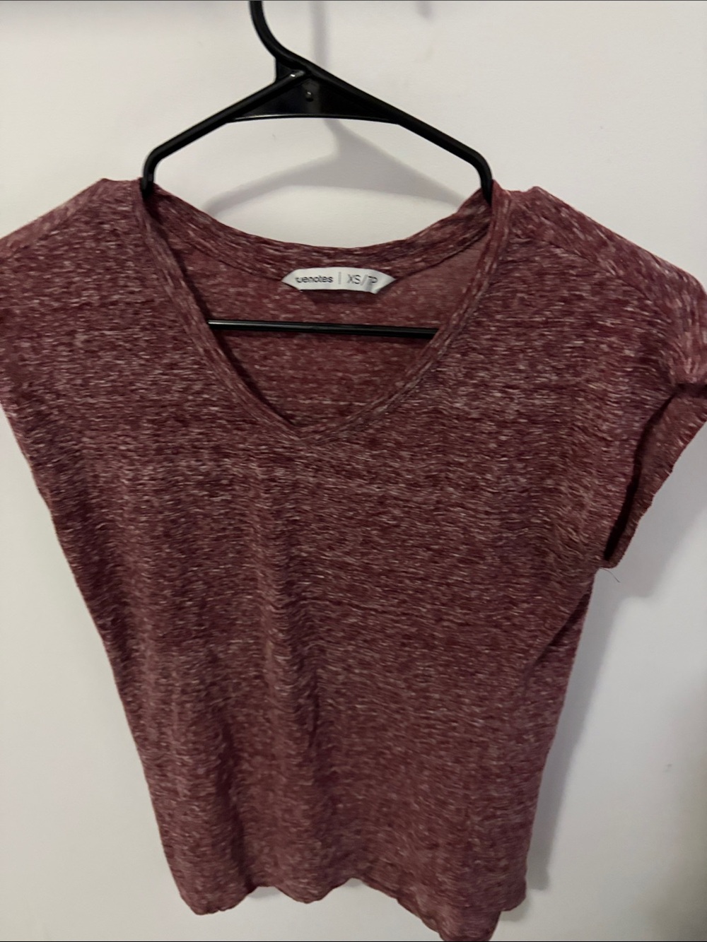 Bluenotes Burgundy Heather V-Neck Short Sleeve Tee